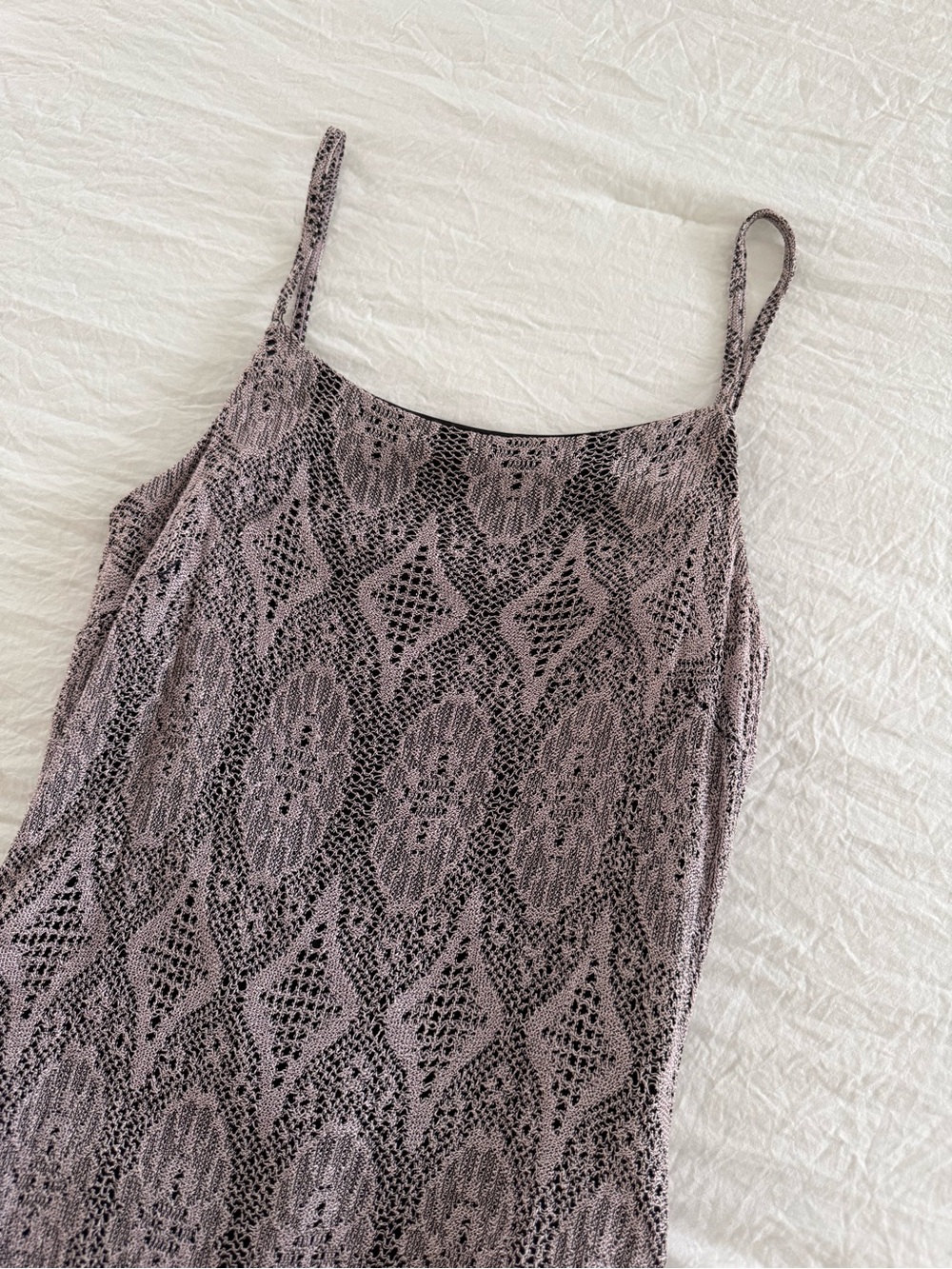 Vintage Fairweather Lavender Lace Fringe Midi Boho Sleeveless Festival Dress - Picture 4 of 10